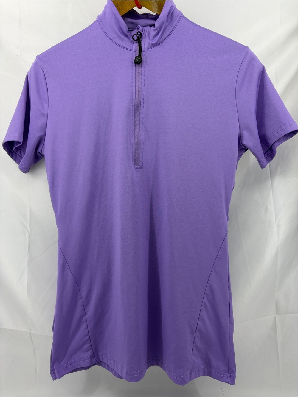 Black Heart Equestrian Lilac Quarter-Zip Short Sleeve Riding Shirt, Womens L